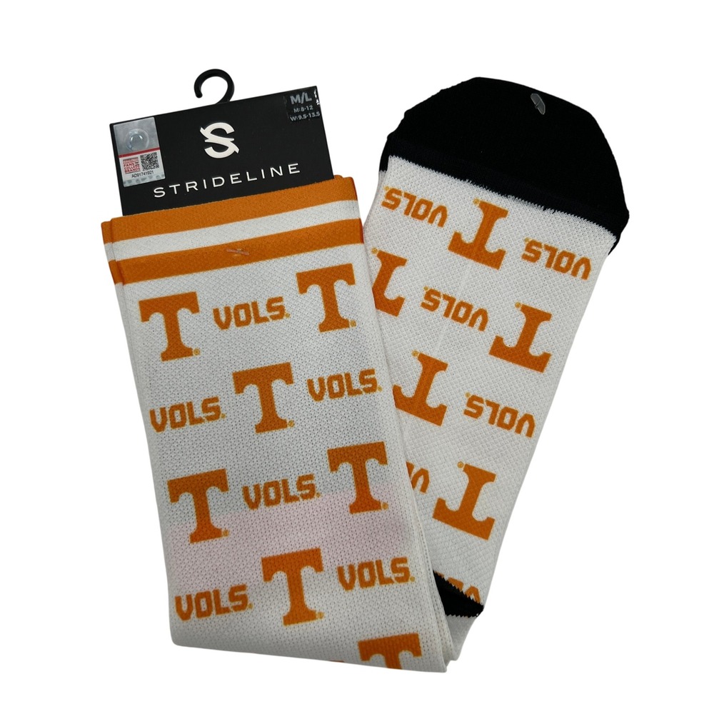 Strideline Tennessee Volunteers Vols NCAA Crew Socks Orange White Mens M/L NEW